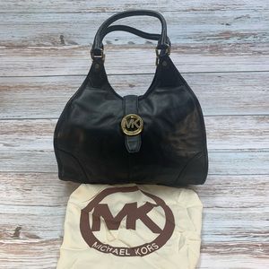 MICHAEL Michael Kors Black Leather Hobo Handbag